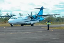 Pesawat ATR Trigana mendarat di Bandara Kepi. (Foto: Humas Mappi)